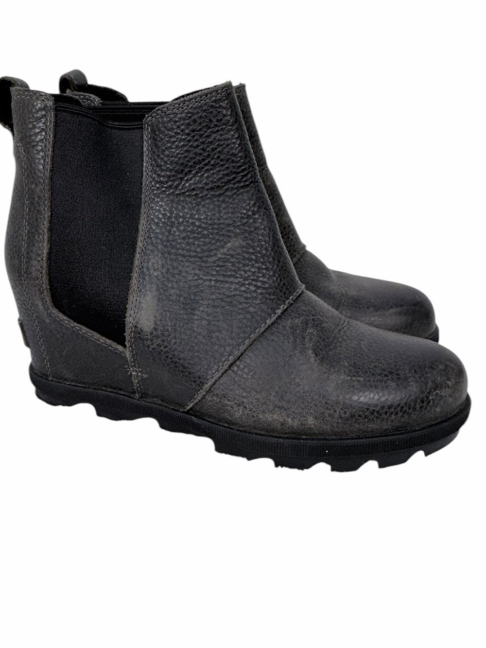 Sorel Chelsea Boots Womens 8 Black gray Leather Waterproof Ankle Boot Lug Sole - Picture 11 of 16